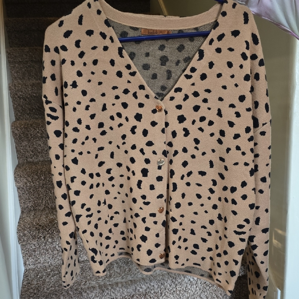 Belldini Tan and Black Button-Up Cardigan